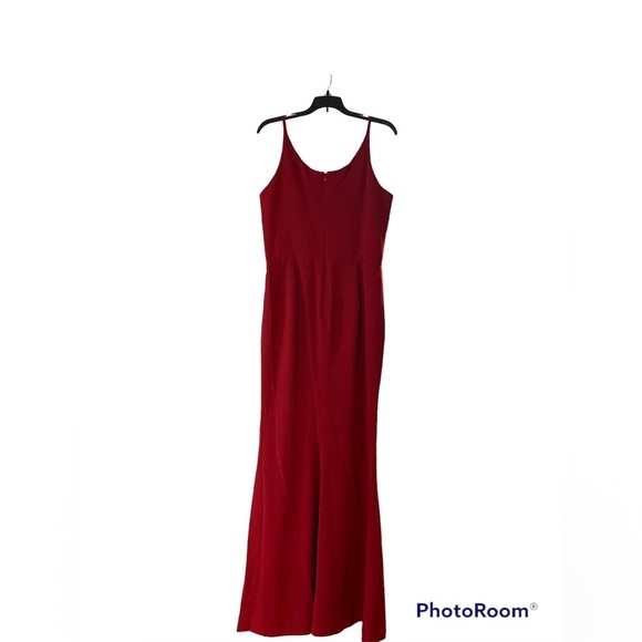 Dress The Population | Iris Side Slit Crepe Gown In Garnet Red Size S - Picture 8 of 12